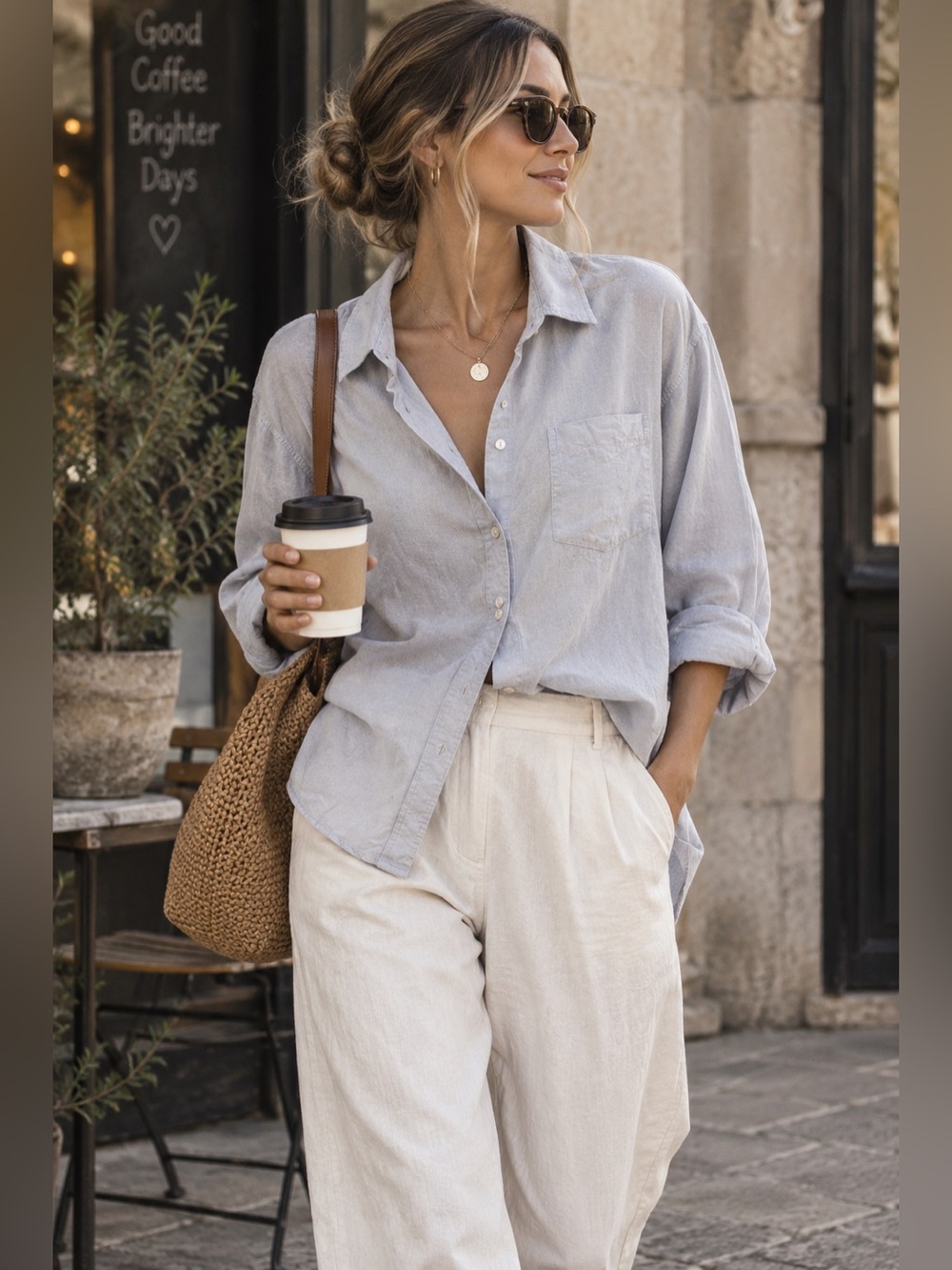 Aritzia Wilfred Free Relaxed Linen Viscose Button Down Shirt Long Sleeve X-Small
